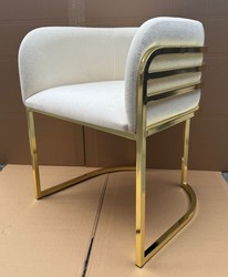 Luxus Esszimmer Stuhl mit Armlehnen Weiß Gold