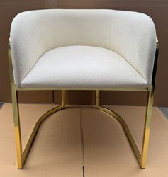 Luxus Esszimmer Stuhl mit Armlehnen Weiß Gold