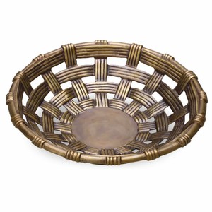 Casa Padrino Luxus Deko Aluminium Schale Vintage Messing 34,5 cm - Deko Accessoires