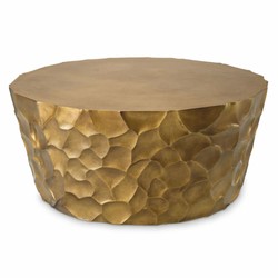 Casa Padrino table basse de luxe en aluminium laiton vintage Ø 101 cm - Meuble de salon