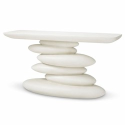 Casa Padrino console de luxe en béton et fibre de verre blanc 140 cm - Meubles d'hôtel de luxe
