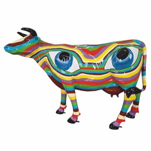 Casa Padrino XXL Decorative Sculpture Cow Colorful 210 cm - Life-Size Garden Figure