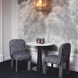 Casa Padrino silla de comedor de lujo negro / blanco Al. 84,5 cm - Muebles de comedor