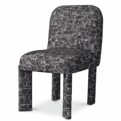 Casa Padrino silla de comedor de lujo negro / blanco Al. 84,5 cm - Muebles de comedor