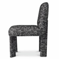Casa Padrino silla de comedor de lujo negro / blanco Al. 84,5 cm - Muebles de comedor