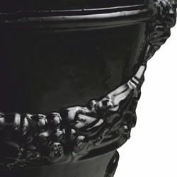 Casa Padrino pot de fleurs baroque de luxe en céramique noir Ø 60 x H. 56 cm - Décoration de jardin