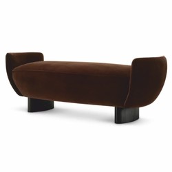 Casa Padrino banc de luxe en velours marron / noir 151 cm - Meubles d'hôtel de luxe