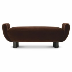 Casa Padrino banc de luxe en velours marron / noir 151 cm - Meubles d'hôtel de luxe