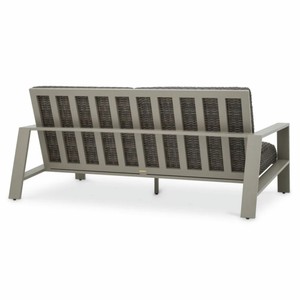 Casa Padrino Luxus Kunstrattan Garten Sofa Grau 180 cm - Garten Möbel