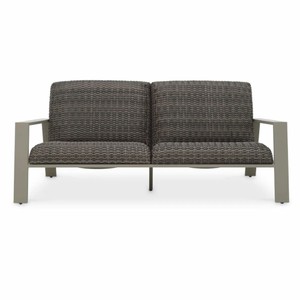 Casa Padrino Luxus Kunstrattan Garten Sofa Grau 180 cm - Garten Möbel
