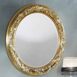 Runder Luxus Barock Spiegel Wandspiegel Gold Silber