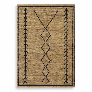 Casa Padrino tappeto di lusso in juta beige / nero 200 x 300 cm - Tessuto a mano