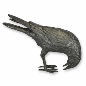 Luxus Deko Bronze Skulptur Figur Vogel Rabe Schwarz