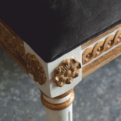 Casa Padrino banc baroque de luxe gris foncé / blanc / or 153 cm - Fabriqué en Italie