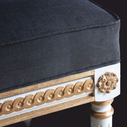 Casa Padrino banc baroque de luxe gris foncé / blanc / or 153 cm - Fabriqué en Italie