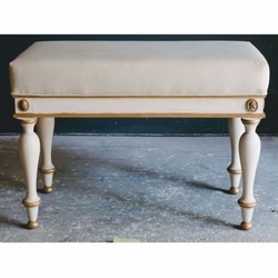Casa Padrino luxury baroque stool white / gold 73 cm - Baroque furniture - Made in Italy