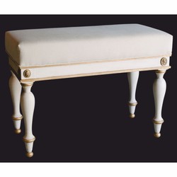 Casa Padrino luxury baroque stool white / gold 73 cm - Baroque furniture - Made in Italy