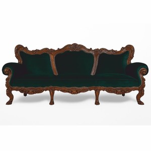 Casa Padrino Luxus Barock Samt Sofa Dunkelgrün / Braun 227 cm - Barock Möbel Casa Padrino Luxus Barock Samt Sofa Dunkelgrün / Braun 227 cm - Barock Möbel