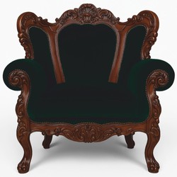 Casa Padrino Luxury Baroque Velvet Armchair Dark Green / Brown - Baroque Style Living Room Furniture