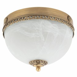 Casa Padrino lampada da soffitto barocco di lusso ottone con patina / bianco Ø 30 cm - Lampade barocche