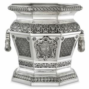 Casa Padrino enfriador de vinos decorativo barroco de lujo plata antigua Al. 30 cm - Decoración de hoteles