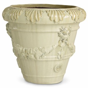 Casa Padrino maceta barroco de lujo de cerámica arena antigua Ø 60 x Al. 56 cm - Decoración de jardín