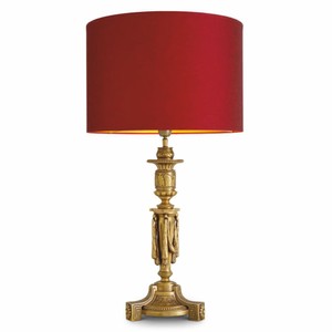 Casa Padrino lampe de table baroque de luxe or antique / rouge H. 83,5 cm - Lampe de bureau baroque