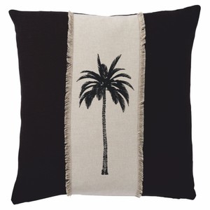 Casa Padrino cuscino decorativo di lusso in cotone palma nero / beige 50 x 50 cm