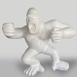 Casa Padrino scultura decorativa XXL scimmia gorilla bianco A. 180 cm - Figura da giardino Casa Padrino scultura decorativa XXL scimmia gorilla bianco A. 180 cm - Figura da giardino