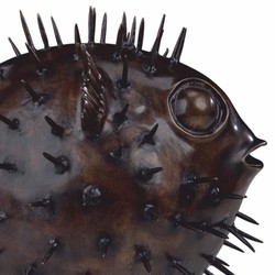 Casa Padrino Luxury Bronze Puffer Fish Figurine 36 cm - Decorative Sculpture with Marble Base