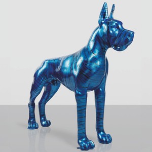 Casa Padrino XXL Decorative Sculpture Great Dane Blue / Black 130 cm - Garden Figure