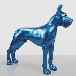 XXL Garten Deko Skulptur Deutsche Dogge Blau Schwarz