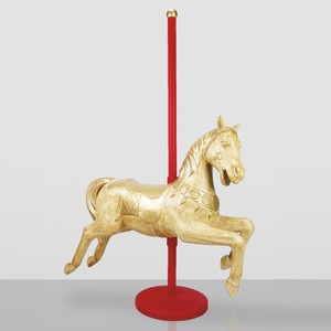 Casa Padrino Luxury Decorative Children's Carousel with Horse Gold / Red 150 x H. 200 cm