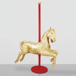 Deko Kinderkarussell mit Pferd Gold Rot
