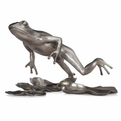 Casa Padrino Figurine de Luxe en Bronze Grenouille Argent 39 cm - Sculpture Décorative en Bronze
