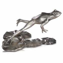 Casa Padrino Figurine de Luxe en Bronze Grenouille Argent 39 cm - Sculpture Décorative en Bronze