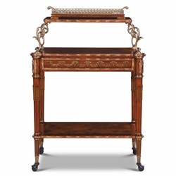 Casa Padrino Carrito de Servicio Barroco de Lujo Marrón / Latón / Plata - Carrito de Té de Estilo Barroco