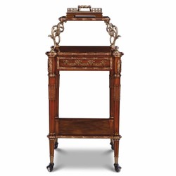 Casa Padrino Carrito de Servicio Barroco de Lujo Marrón / Latón / Plata - Carrito de Té de Estilo Barroco