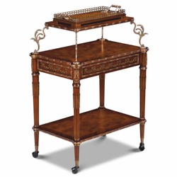 Casa Padrino Carrito de Servicio Barroco de Lujo Marrón / Latón / Plata - Carrito de Té de Estilo Barroco
