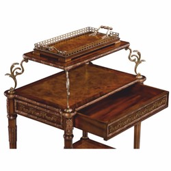 Casa Padrino Carrito de Servicio Barroco de Lujo Marrón / Latón / Plata - Carrito de Té de Estilo Barroco