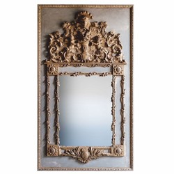 Prunkvoller Luxus Barock Spiegel Wandspiegel Grau Antik Gold
