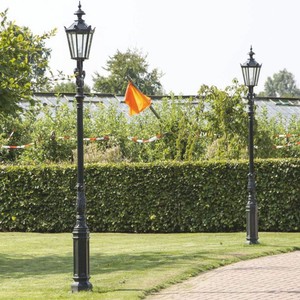 Casa Padrino Barock Gartenlaterne Grün H. 315 cm - Barock Außenbeleuchtung