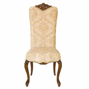 Prunkvoller Luxus Barock Esszimmer Stuhl Beige Dunkelbraun