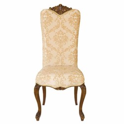 Casa Padrino Luxury Baroque Dining Chair Beige / Dark Brown H. 120 cm - Baroque Furniture