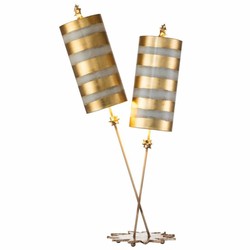 Dimmbare Luxus Doppel Stehleuchte Gold Taupe