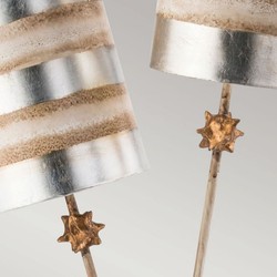 Dimmbare Luxus Doppel Stehleuchte Silber Creme
