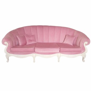 Prunkvolles Luxus Barock Samt Sofa Rosa Weiß