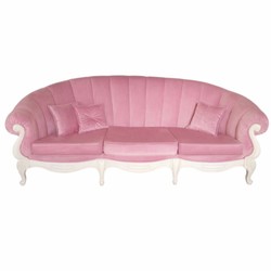 Casa Padrino divano in velluto barocco di lusso rosa / bianco 240 cm - Mobili in stile barocco