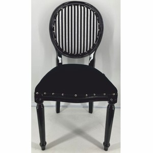 Casa Padrino Luxus Barock Esszimmer Stuhl 4er Set Schwarz / Weiß / Silber - Barock Möbel