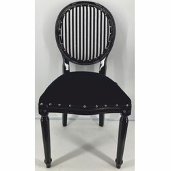 Casa Padrino conjunto de 4 sillas de comedor barrocos de lujo negro / blanco / plata - Muebles barrocos